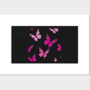 Pink Butterfly Pattern Posters and Art